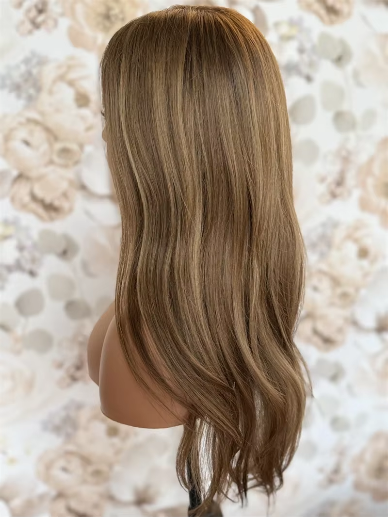 Stunning Natural Glueless well balayage Highlight Blonde Wave Lace front jewish european Human Hair Wig For Women BabyHair Preplucked loose wavy curl