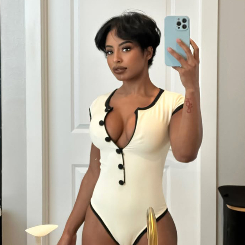 black and white swimsuit for women ins style American-style triangle shape, high-waisted multi-color design bikini