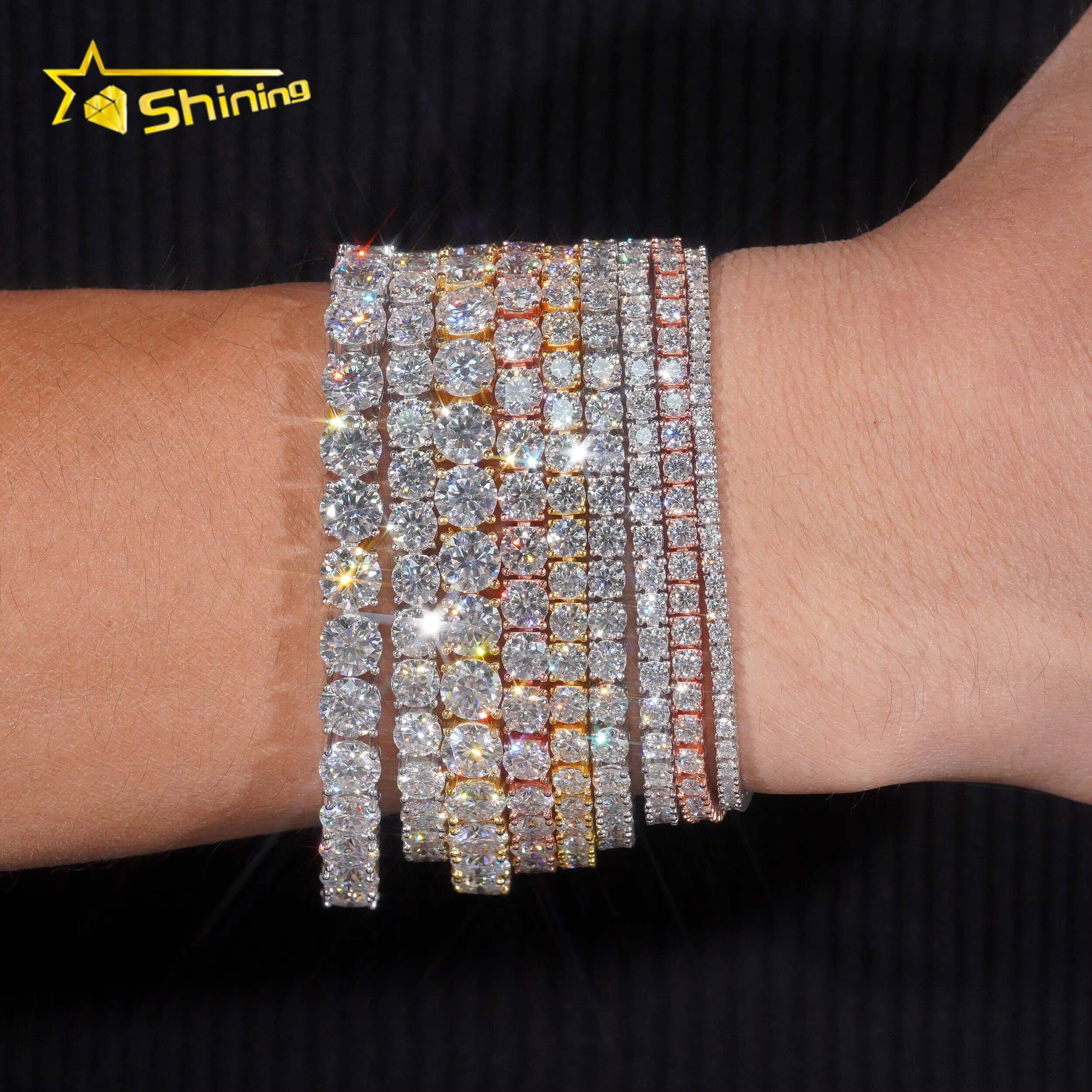 Pass Tester RTS Hip Hop Jewelry Charms Iced Out 2mm 6mm Lab Diamond 925 Silver VVS Moissanite Tennis Chain Necklaces cry - view 5