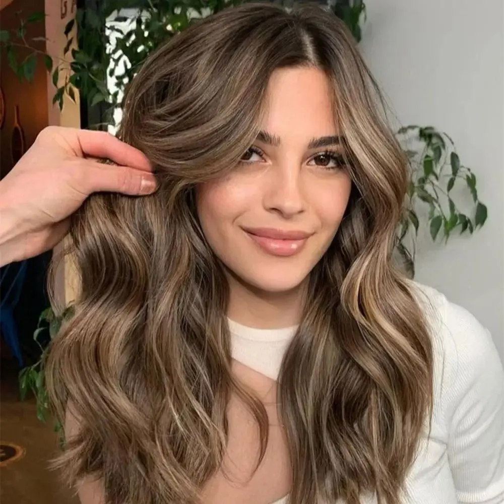 Stunning Natural Glueless well balayage Highlight Blonde Wave Lace front jewish european Human Hair Wig For Women BabyHair Preplucked loose wavy curl