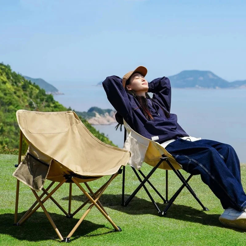 Foldable camping chair oversized with side pocket oxford cloth portable for outdoor beach picnic fishing 260513