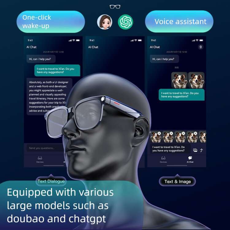High Tech M Smart AI Bluetooth Glasses Built-in Camera Photo Video Recording Object Recognition Multifunctional Advanced Wearable Eyewear CKS