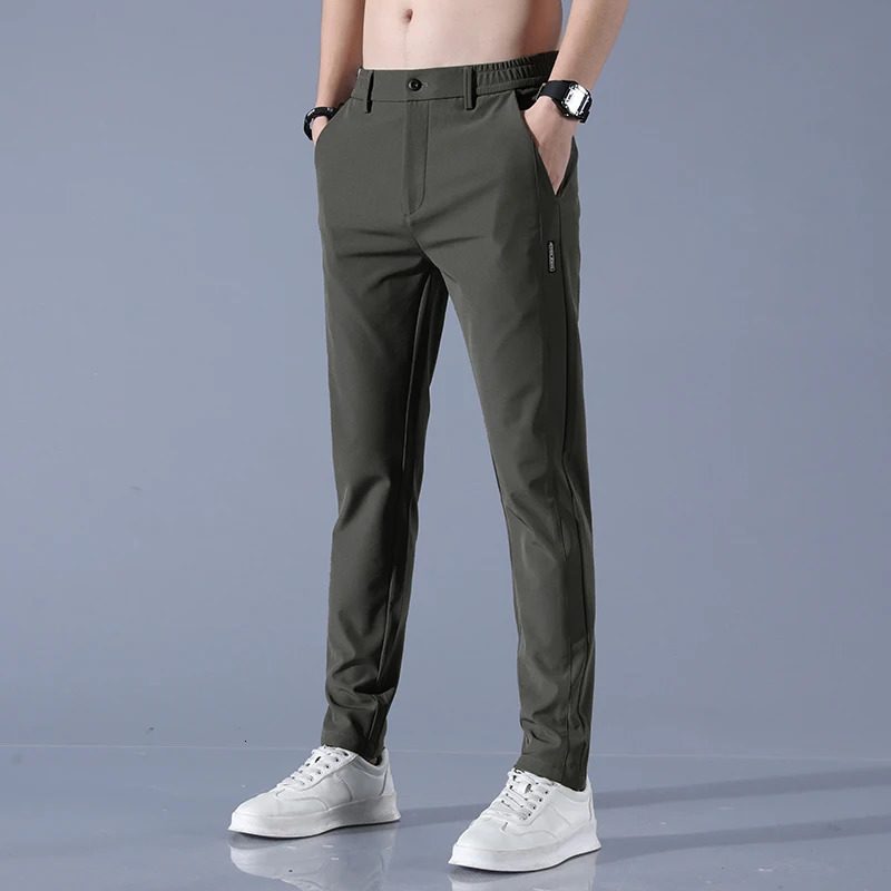 2025 Spring Summer Mens Ice Silk Golf Casual Slim Straight Thin Trousers Male Fashion Stretch breathable Jogging 2838 260513 - view 3