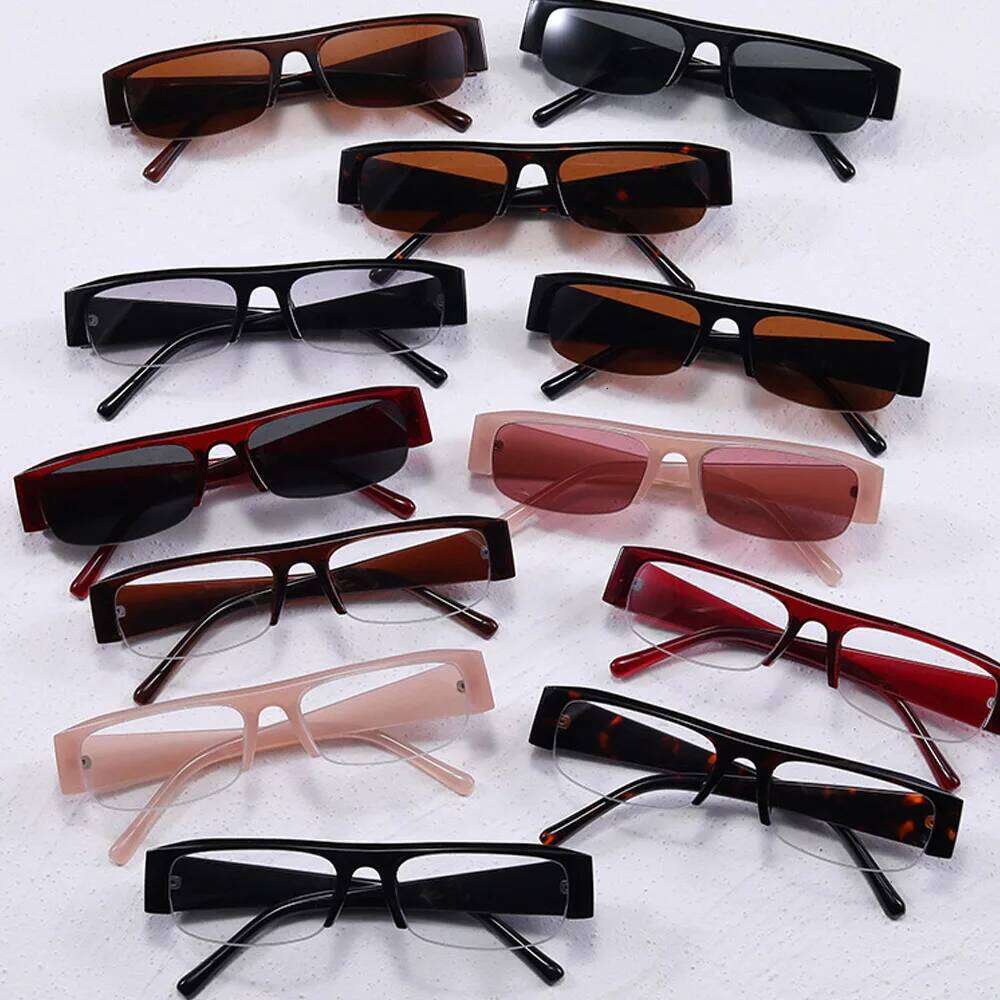 vintage half frame small square sunglasses for women new fashion clear eyeglasses ladies trendy gradient outdoor sun glasses 26Y0515 - view 7