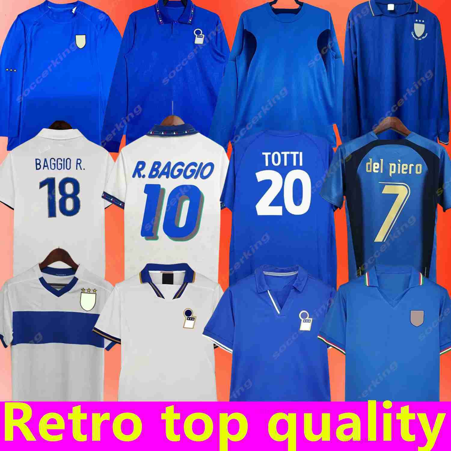 1982 ItalyS Retro soccer Jersey 1990 1996 1998 2000 HOME FOOTBALL 1994 Maldini Baggio Donadoni Schillaci Totti Del Piero CANNAVARO PIRLO 2006 Pirlo In