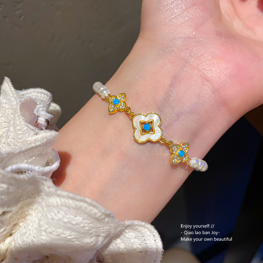 2026 new temperament retro hollowed out brushed clover bracelet designer fashionable simple high end brand style high quality daily jewelry