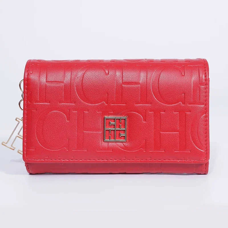 CH Fashion Autumn/Winter Small Wallet 2025 New Solid Color Letter Embossed Male and Female Multi Card Slot Wallet H260515