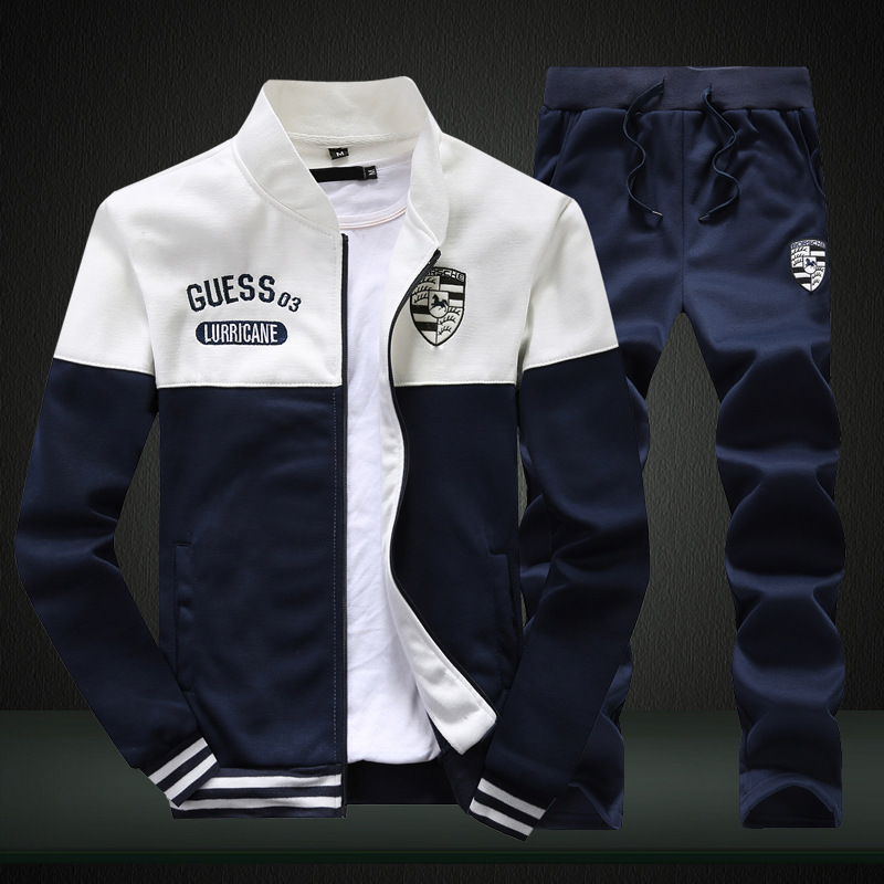Men's Spring And Autumn Hoodie Casual Sports Suit Fashionable Designer T-shirt Polo Youth Student Stand Collar Baseball Jacket Two-piece Set For Men