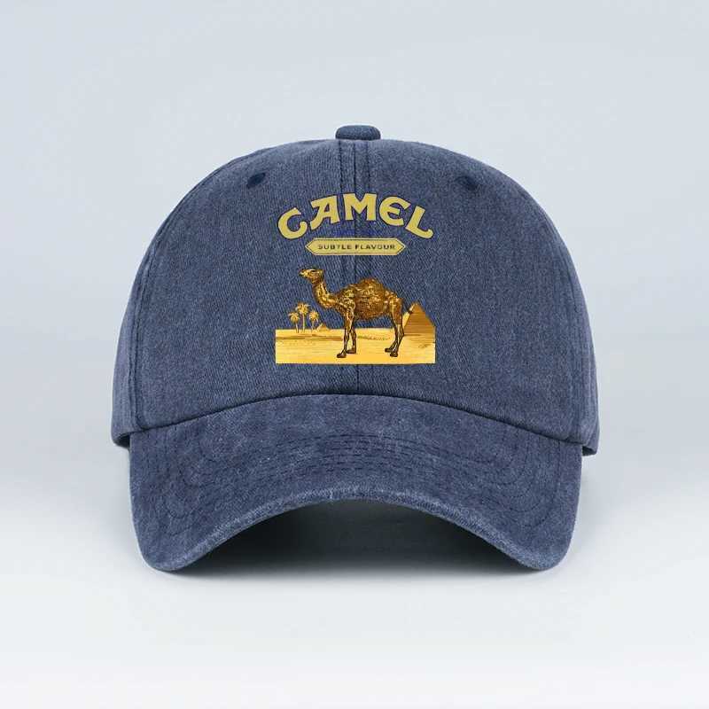 Vintage Camel Desert Scene Print Washed Baseball Cap - Adjustable Unisex Vintage Cap for Outdoor Hiking and Mountaineering C260515