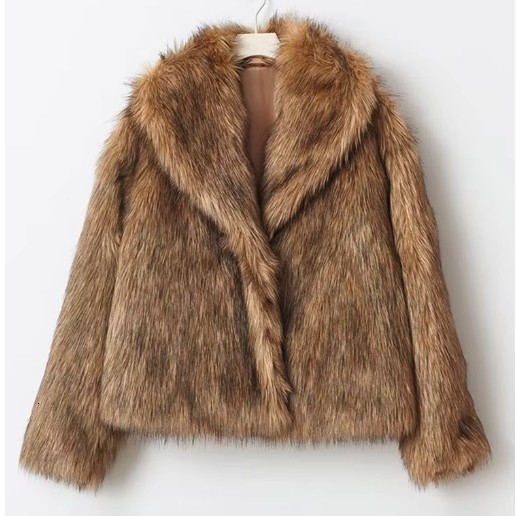 Women Chic Patchwork Faux Fur Jacket Fashion Lapel Long Sleeve Loose Lace Up Coat 2025 Winter Lady Warm High Street Outwear 250920