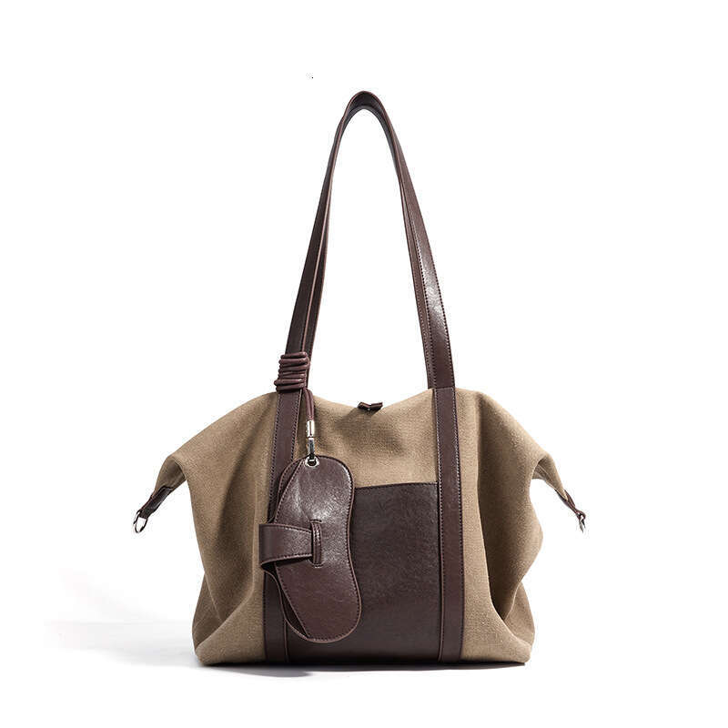 New Casual Commuter Women Bag Canvas Cowhide Spliced Light Luxury Large Capacity Versatile Crossbody Shoulder Handbag SENYY