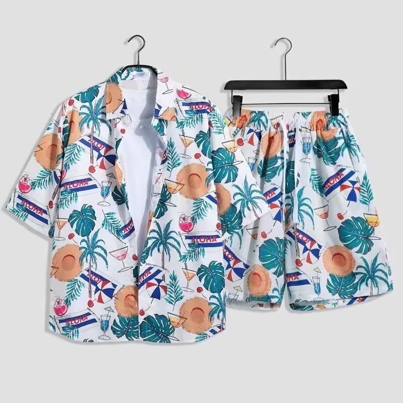 Hawaiian Vacation Designer T-shirt Hoodie Beachwear Polo Trendy Casual Suit For Men Short-sleeved Shorts Stylish Outfit Floral Shirt Foreign