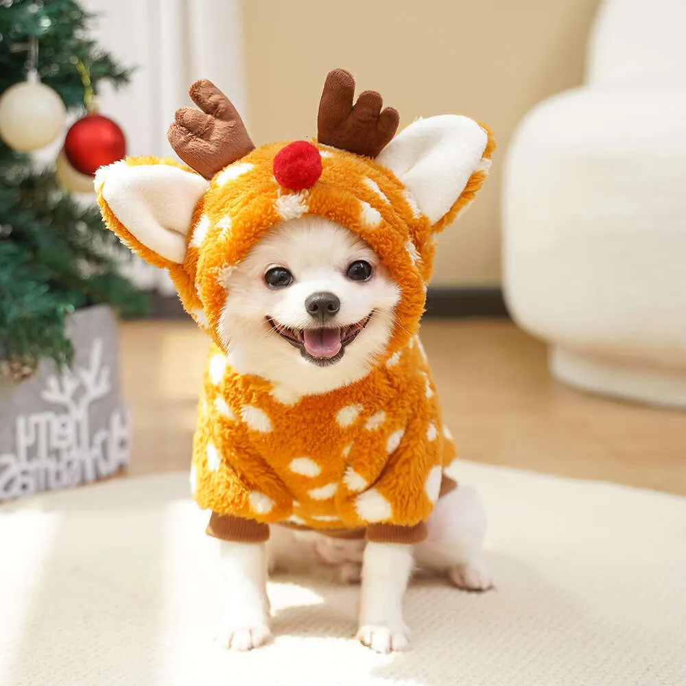 Chic Festive Outfit for Your Pooch: Soft & Warm Christmas Cat & Dog Garments HF41