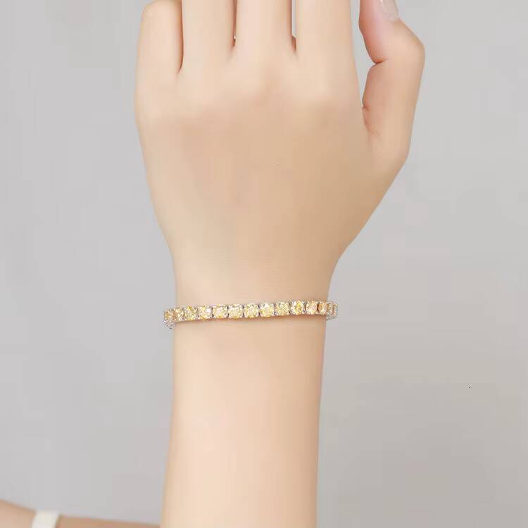 3mm 4mm 5mm 65mm 925 Sterling Silver Hiphop Champagne Moissanite Tennis Chain Bracelets - view 7