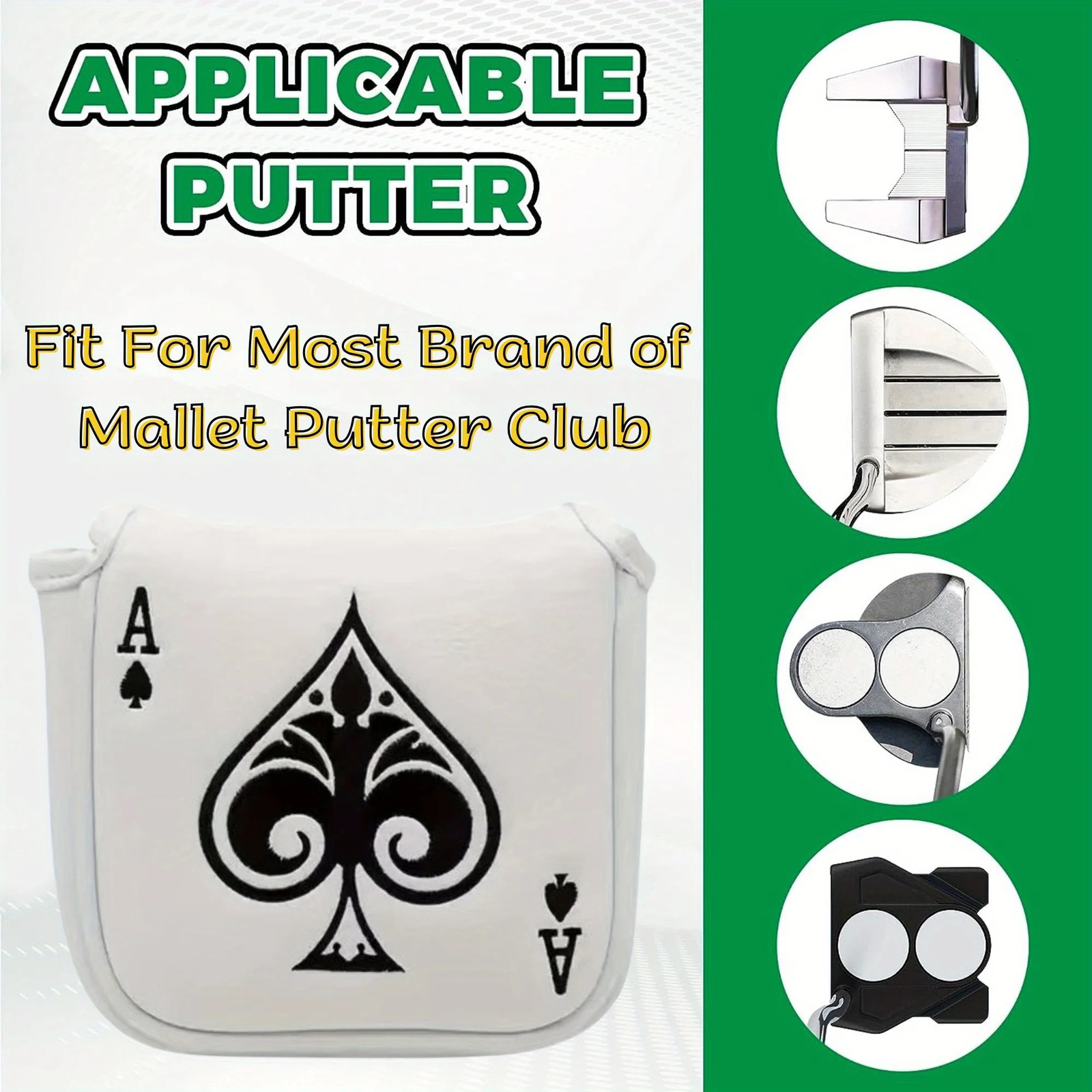 Golf Poker Ace White Mallet Putter Cover Funny Great Christmas Accessories for Men Golfers Dad 260514