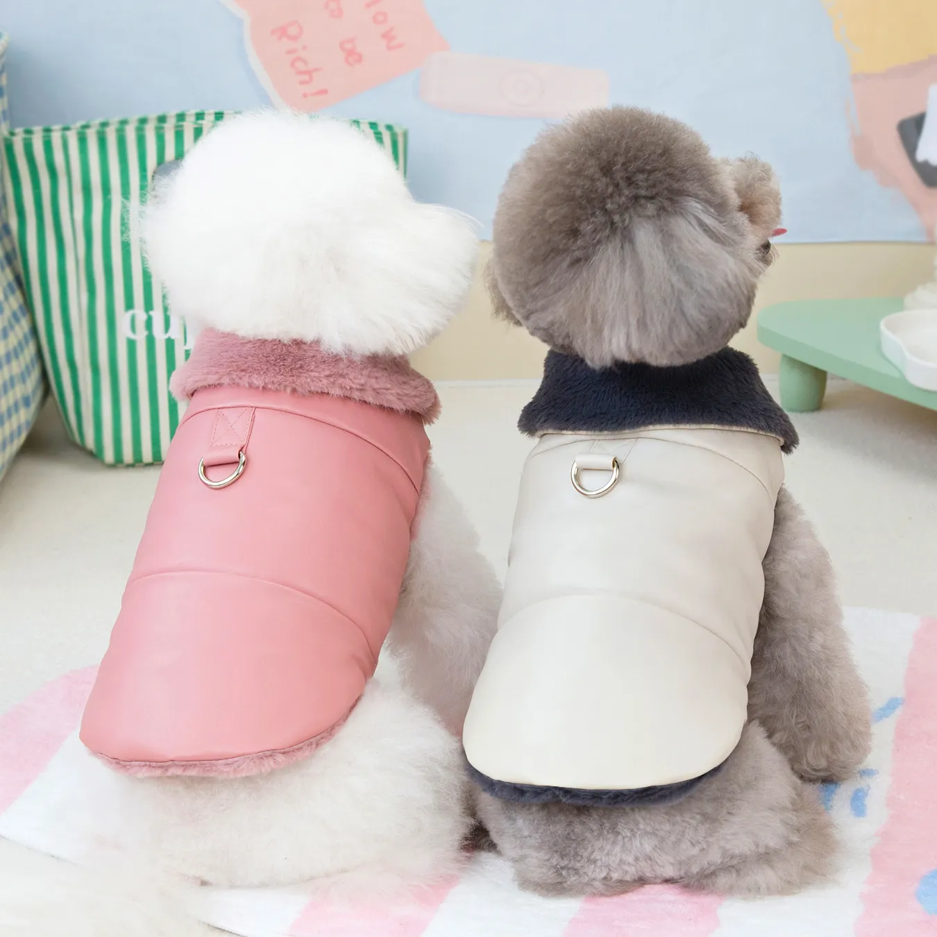 Furry Friend's Essential Cold Weather Gear: Warm & Secure Fit Plush Cotton Pet Jacket HF30