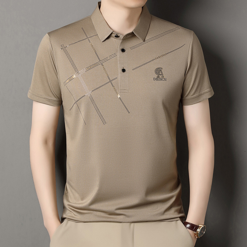 Summer Hot-selling Designer T-shirt Men's Hoodie Polo Shirt With Gold Foil Polo Print Fashionable Casual Turn-down Collar Breathable Suitable For Middle-aged Men