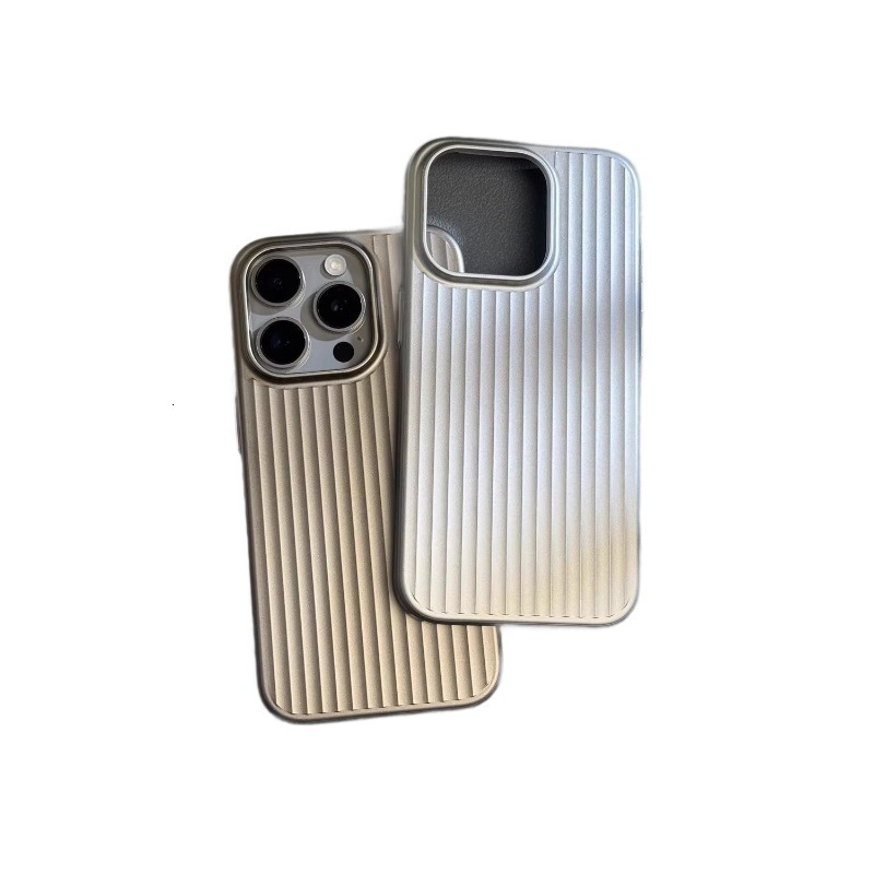 Corrugated Pattern Compatible with 16 Phone Case Apple 13 New iPhone 15 Pro Max Large Hole Metallic Paint Hard Cover