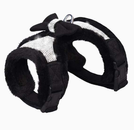 Rhinestone Dog and Leash Set Soft Warm Pet Vest Bowknot Harness Lead Adjustable For Chihuahua Dogs Cats 26W01123