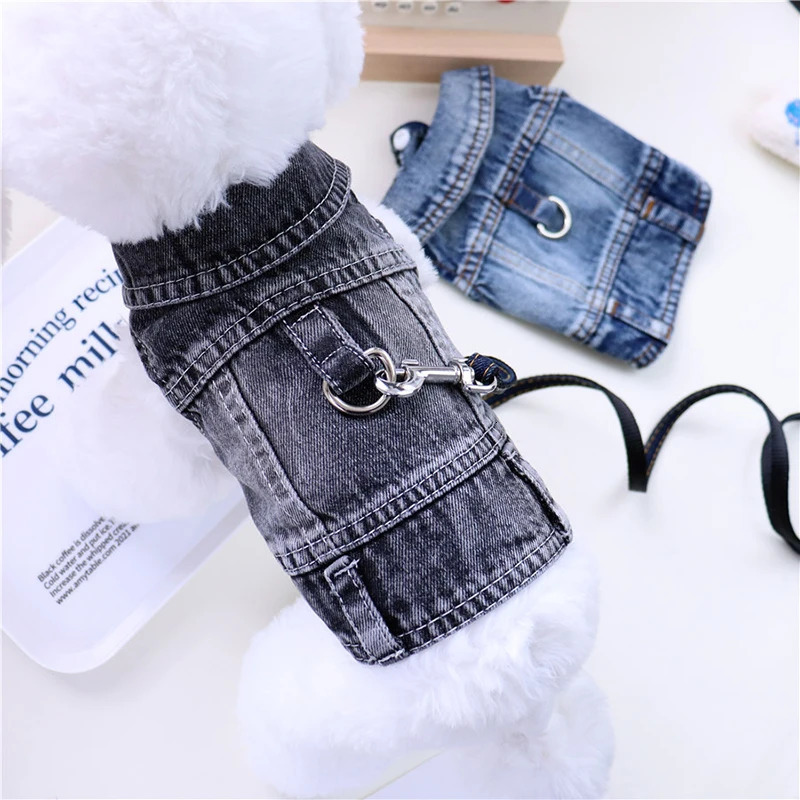 Stylish Cowboy Dog Jacket Spring Denim Dog Clothes Vest Puppy Clothing for Dogs Chihuahua Yorkies Casual Jeans Pet Coat Costumes 260513