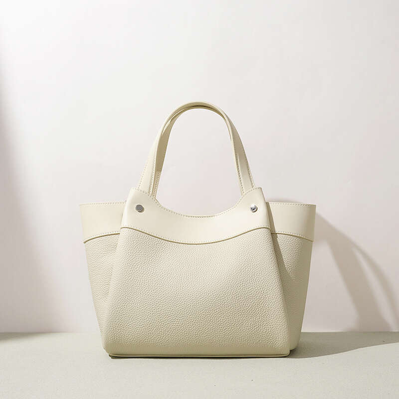 Solid Color Retro Genuine Leather Tote Bag Mother Daughter Matching Versatile High End Single Shoulder Crossbody Handbag Daily Work Commute Bag SENYY