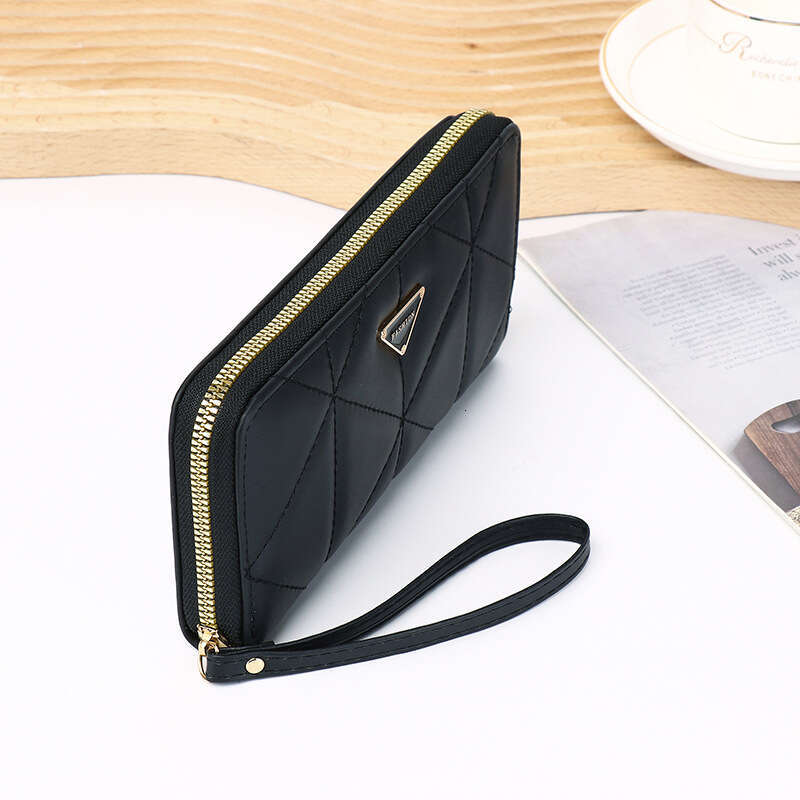Factory direct stock women's wallet, long style, large capacity, diamond pattern purse, card holder, high-end multi-layer phone bag for women