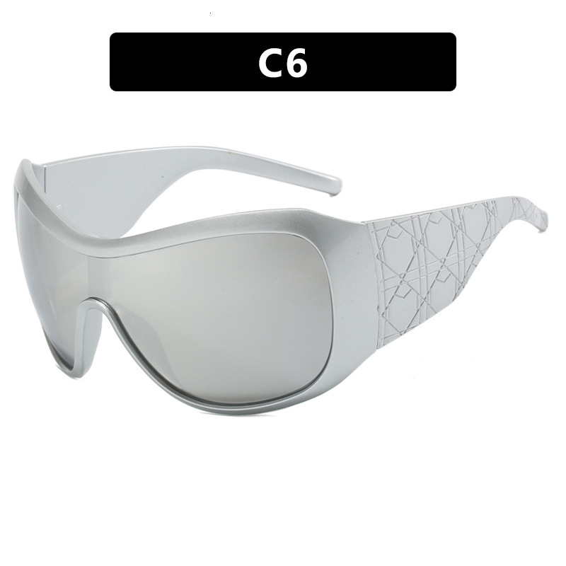 Luxury brands designer 2026 New Unisex Trendy Y2K Shield Sunglasses Oversized One-Piece UV400 Anti-UV Wraparound Streetwear Sport Shades for Men Women