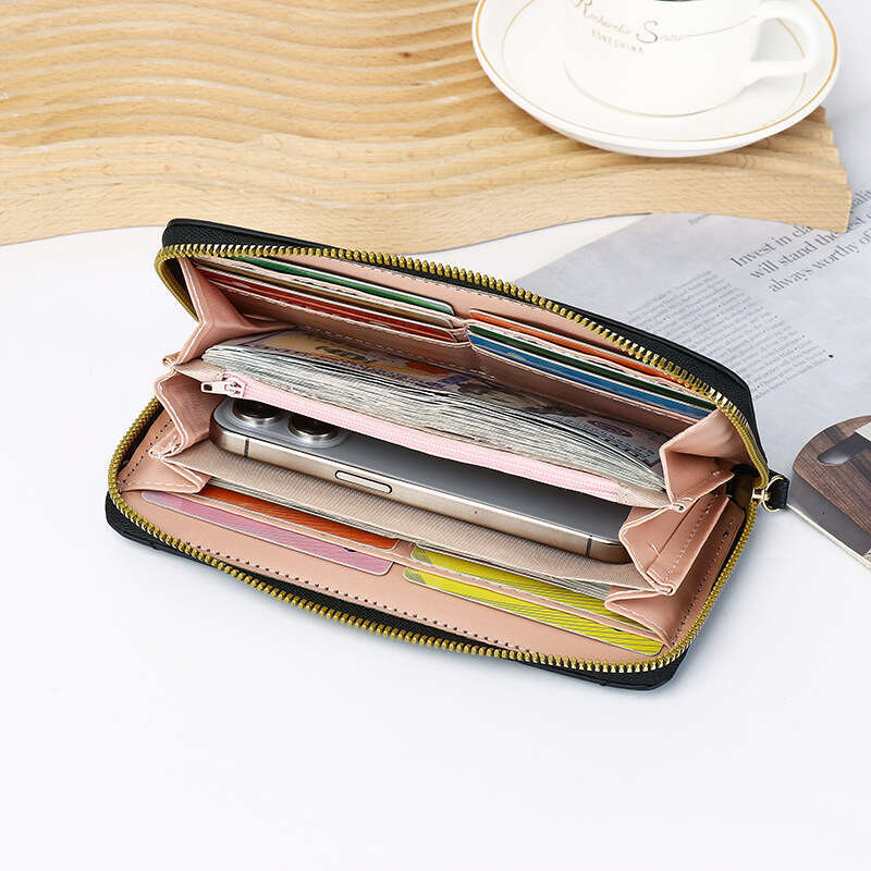 Factory direct stock women's wallet, long style, large capacity, diamond pattern purse, card holder, high-end multi-layer phone bag for women