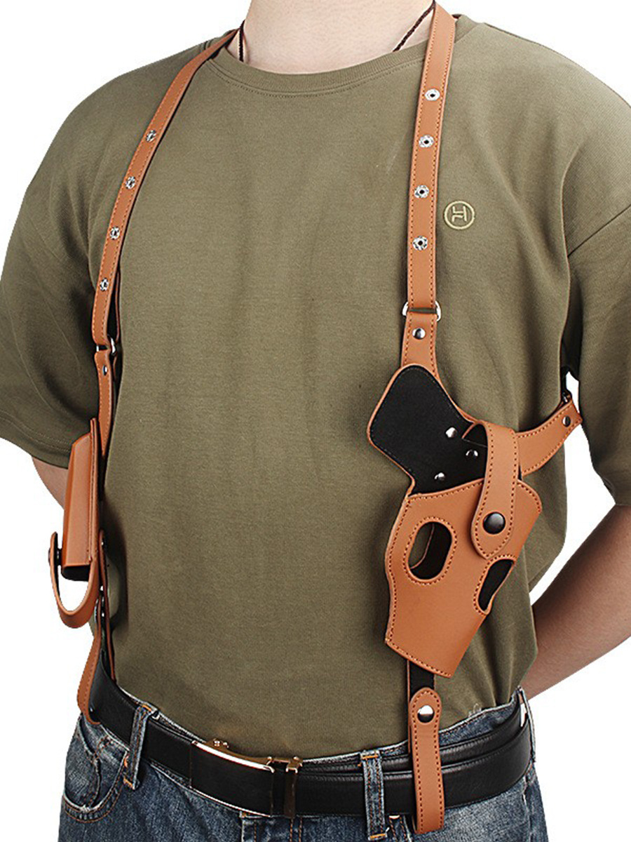 Tactical Bag Stealth Pistol Holster Shoulder Holster PU Leather Gun Holster Universal Hunting Gun Bag Shooting Carrier Pouch