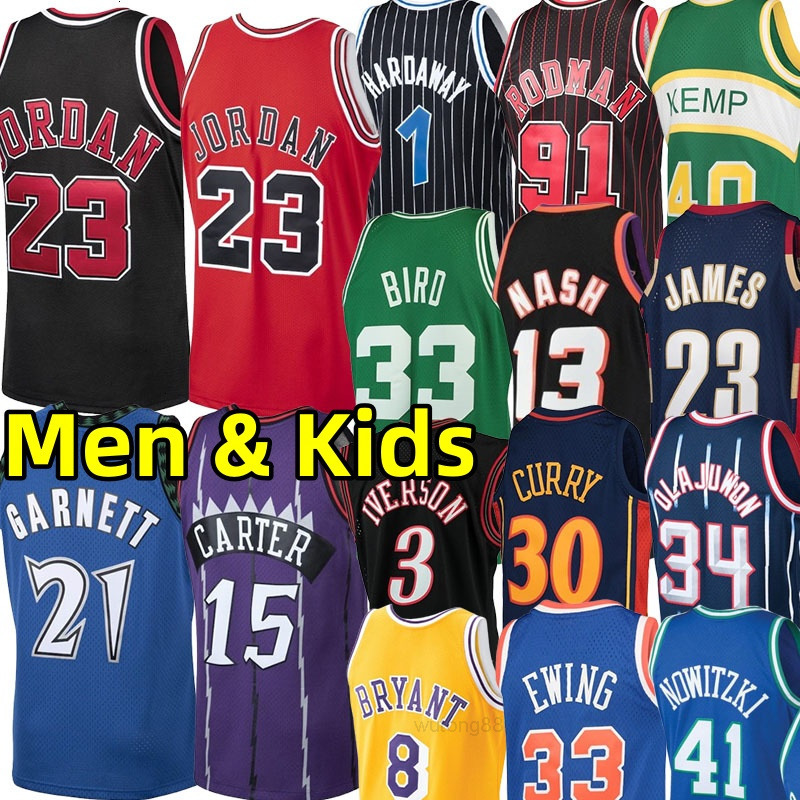 Men kids Classics Retro Basketball Jerseys Michael Bryant Allen Iverson Dennis Rodman Larry Bird Tracyy McGrady Hardaway steve nash Shawn Kemp Stitche