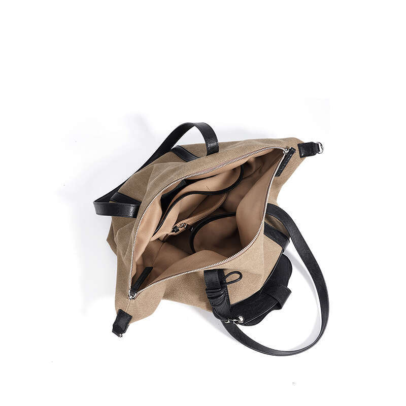 New Casual Commuter Women Bag Canvas Cowhide Spliced Light Luxury Large Capacity Versatile Crossbody Shoulder Handbag SENYY