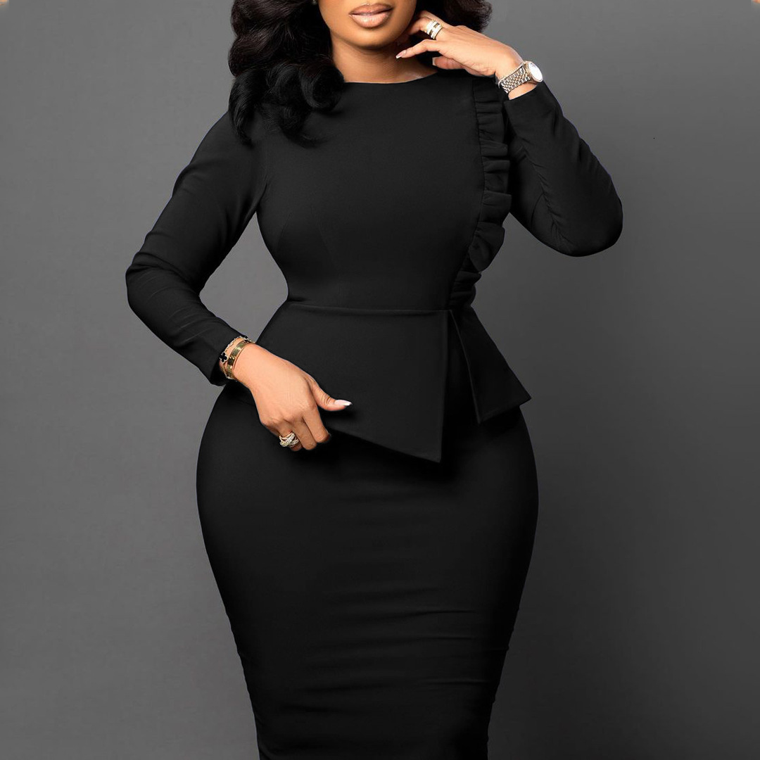 D356 Spring New Style Temperament Slim Fit Pencil Dress Fashion Wrap Hip Large Dress