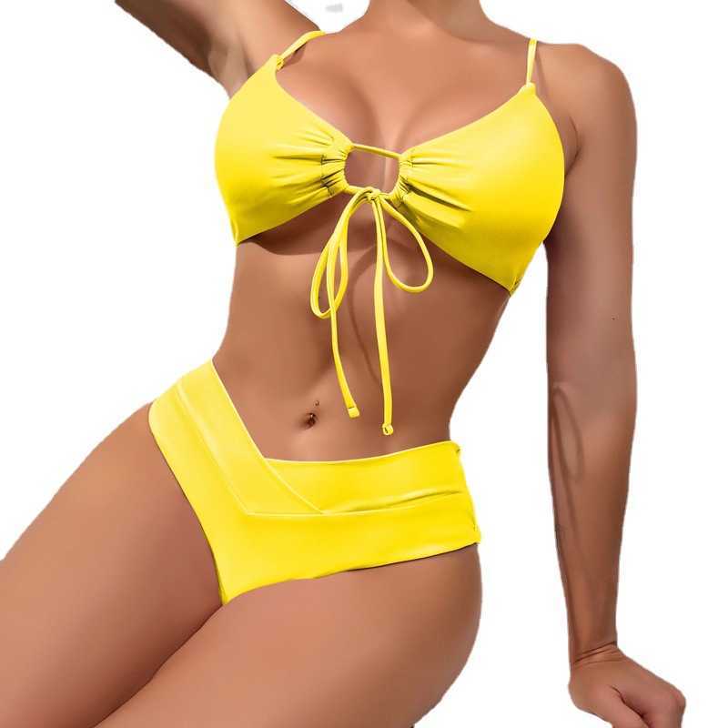 2023 New Bikini Multi Color Lace up Sexy Split Swimwear 7EYK