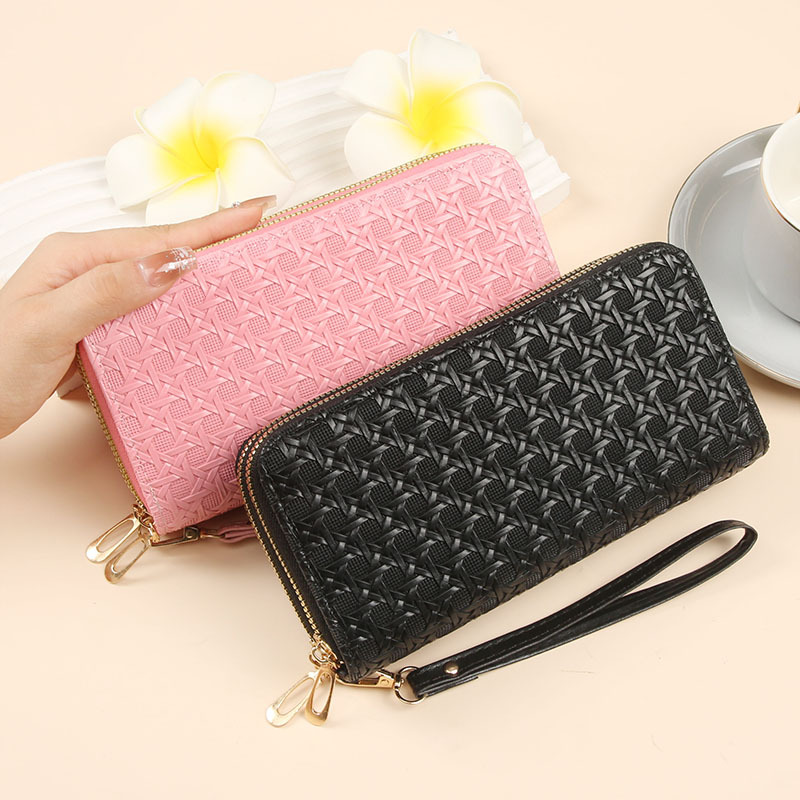 Luxury fashion wallet Long Wallet For Women New Double Zipper Clutch Wrist Strap Large Capacity Patent Leather Phone Bag Wholesale