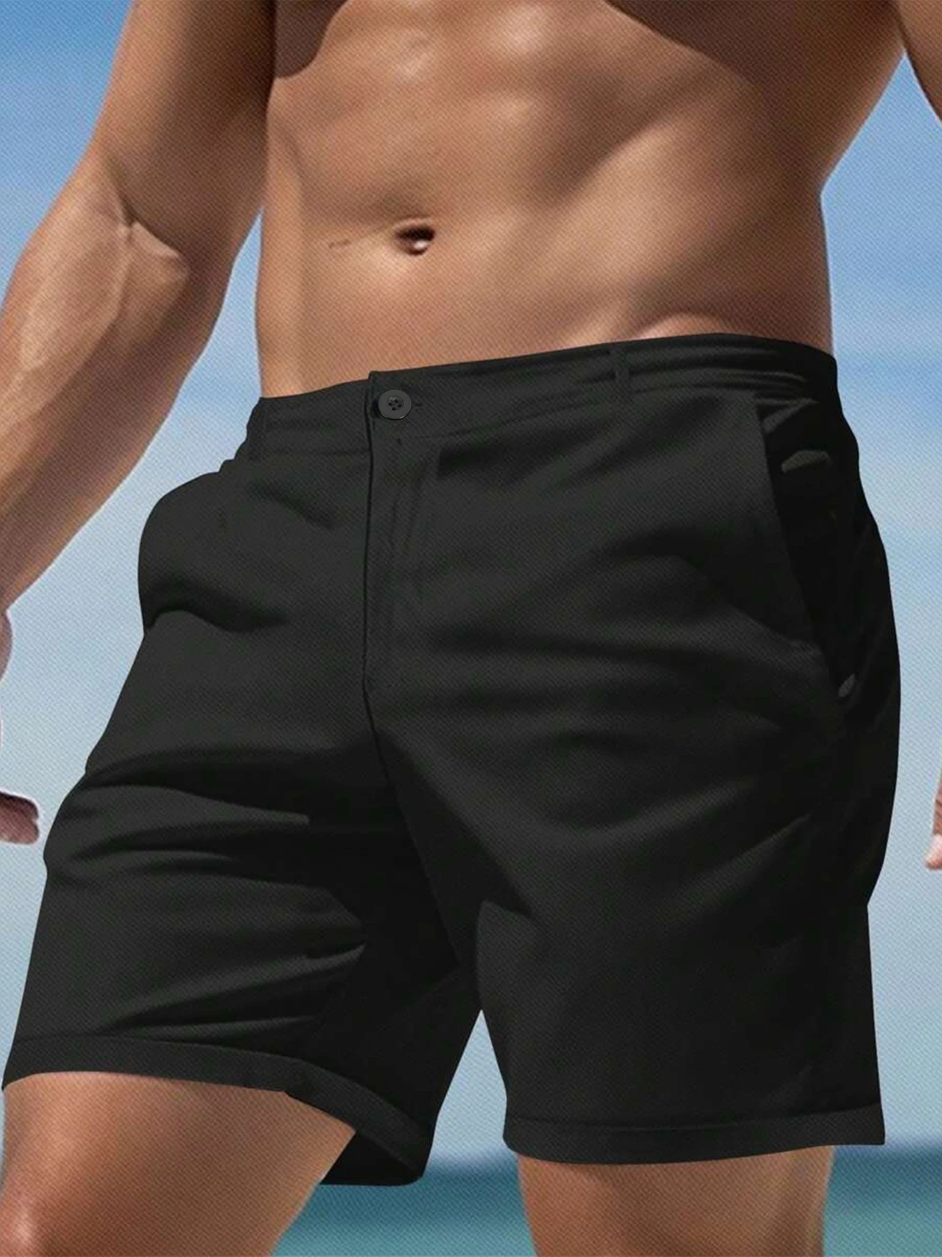 Mens Summer Stretch Chino Casual Shorts Dual Color Breathable Beach Vacation Shorts with Pockets Smart Casual Tailored Dress 260515