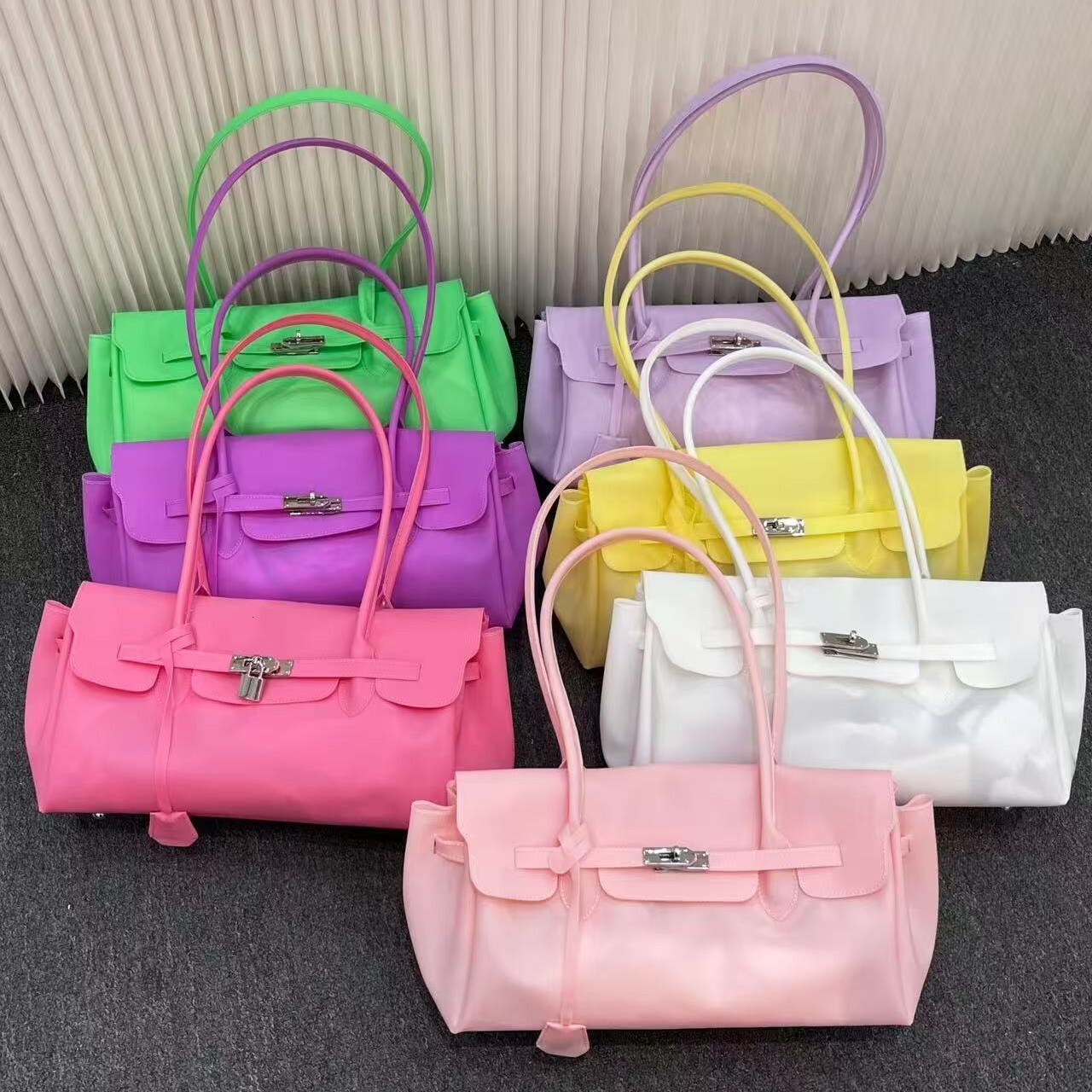 Korean-style Jelly FirKin platinum jelly PVC shoulder underarm bag KiiiKiii handbag