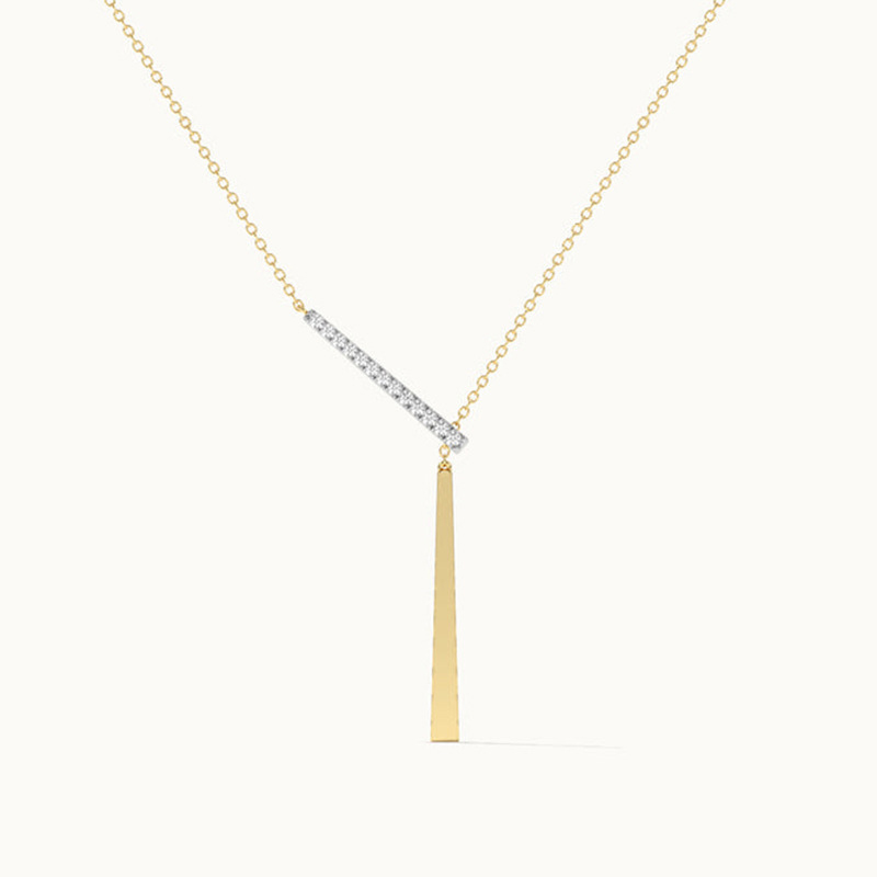 Minimalist Fashion Bicolor Lariat Necklace Designer Fine Jewelry 925 Sterling Silver Cubic Zirconia Vertical Bar Y Shape Drop Pendant Necklaces Women 