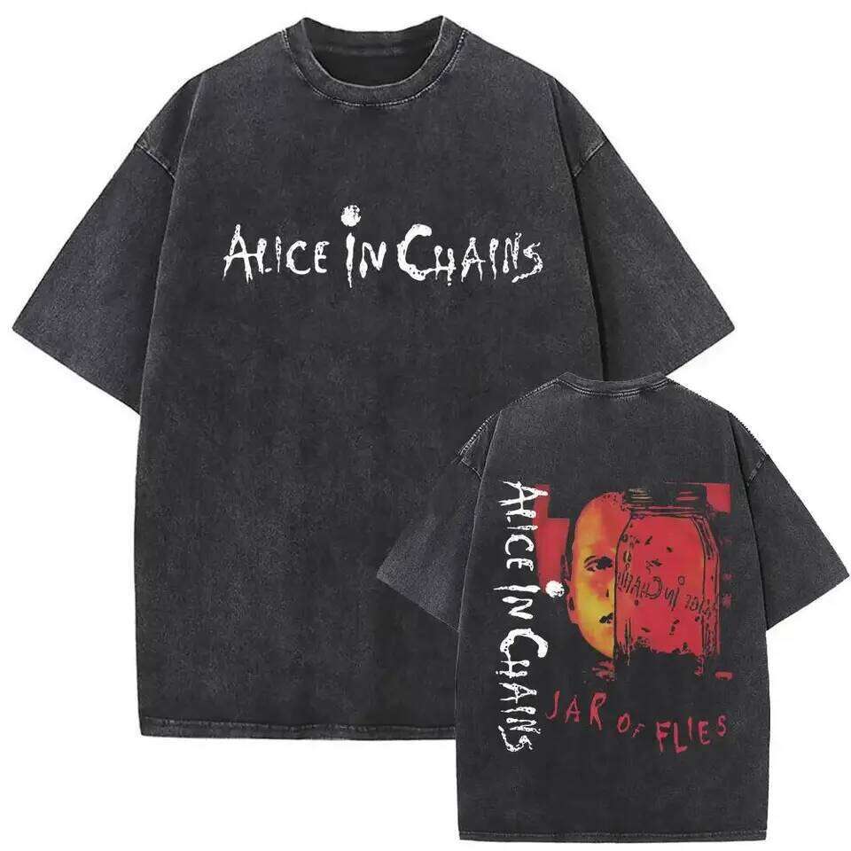 New Top & Tees Mens T-Shirt Camisetas Rock Band Alice in Chains Dirt Washed Vintage Short Sleeved Round Neck Y2k Tshirt J260515