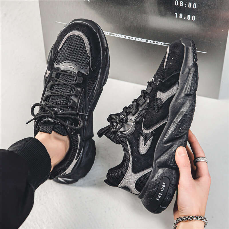 Men's Dad Shoes New Autumn Trend Versatile Mesh Casual Youth Shock Absorption Running Sports Height Increasing