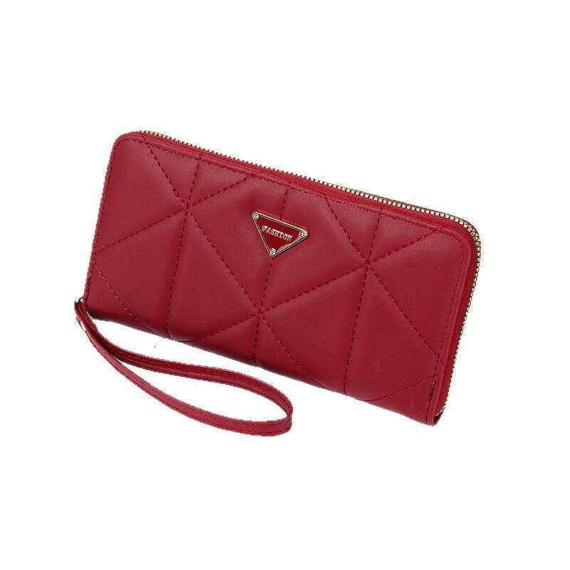 Factory direct stock women's wallet, long style, large capacity, diamond pattern purse, card holder, high-end multi-layer phone bag for women
