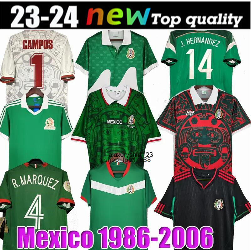 Retro classic Mexico soccer jerseys 1970 1986 1994 1995 1996 1997 1998 1999 2006 2010 BORGETTI HERNANDEZ CAMPOS BLANCO H.SANCHEZ R.Marquez football sh