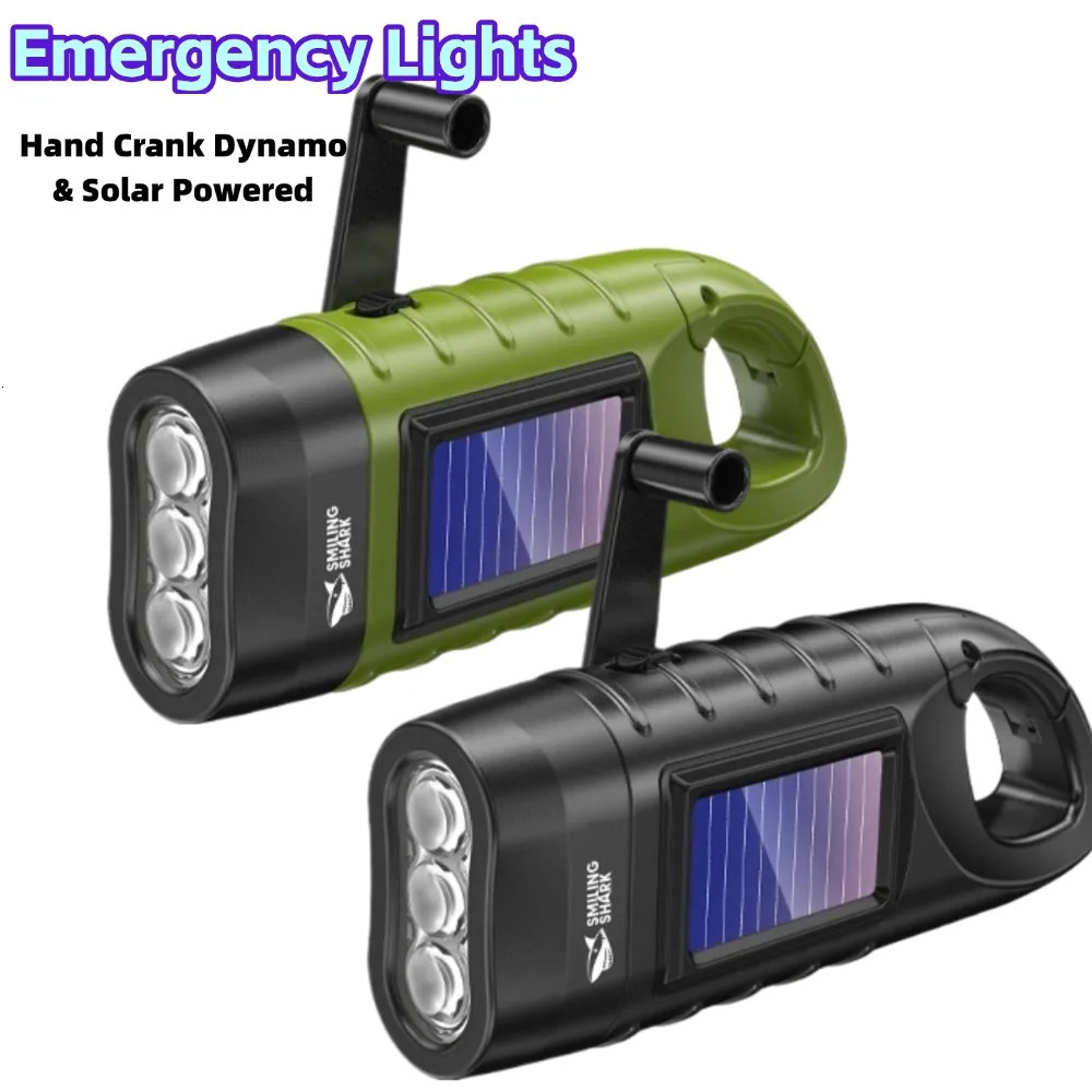 Hand Crank Dynamo Solar Powered Flashlight Outdoor Emergency Lights Portable LED Flashlight For Outdoor Camping Hiking 260514
