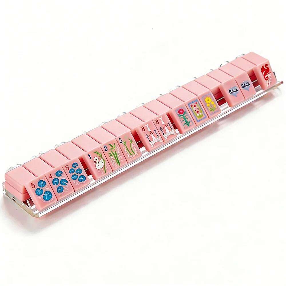 Pink Mini American Set Single-Layer Acrylic Portable 160pcs Mahjong Tiles Perfect for Home & Travel Leisure Board Game J260515