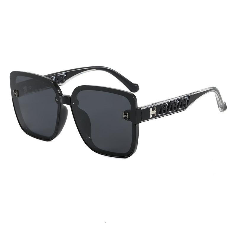 Luxury brands designer 2026 New Womens Elegant Polarized Sunglasses Oversized Square Black Frame with Clear Letter Temple UV400 Anti-UV Streetwear Sha