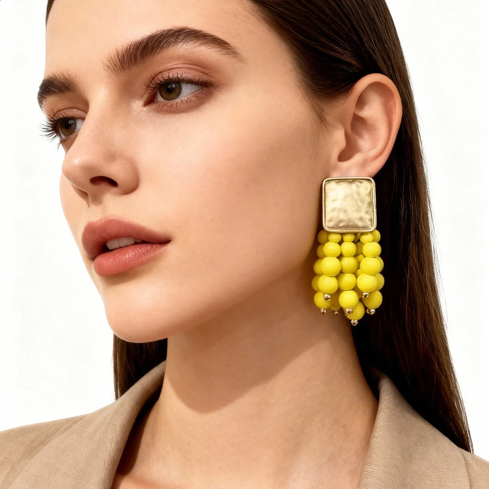 Vintage Handmade Wooden Drop Dangle Earrings Maxi Beaded Bohemian Statement Wedding Jewelry For Women brincos 260514 - view 5