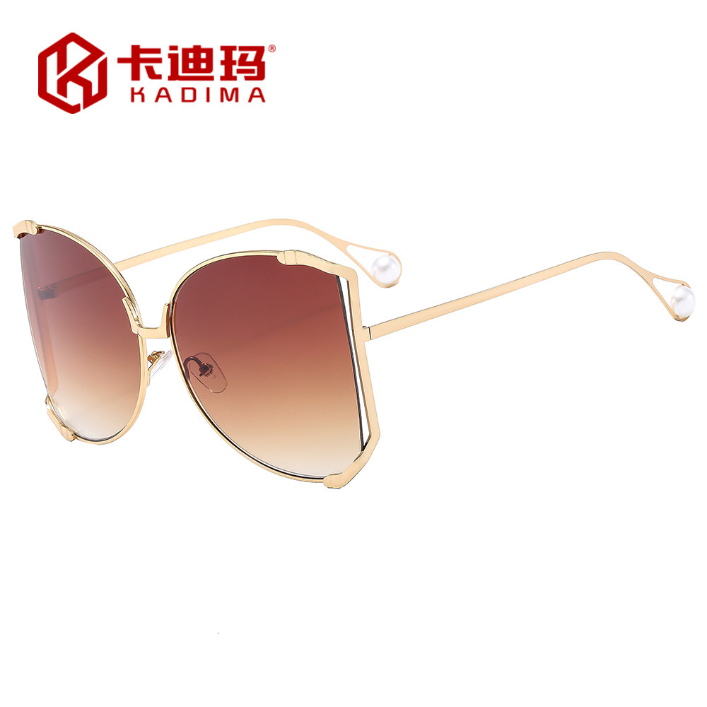 Luxury brands designer 2026 New Womens Oversized Metal Sunglasses Pink Lens UV400 Anti-UV Fashion Streetwear Shades for Daily & Outdoor