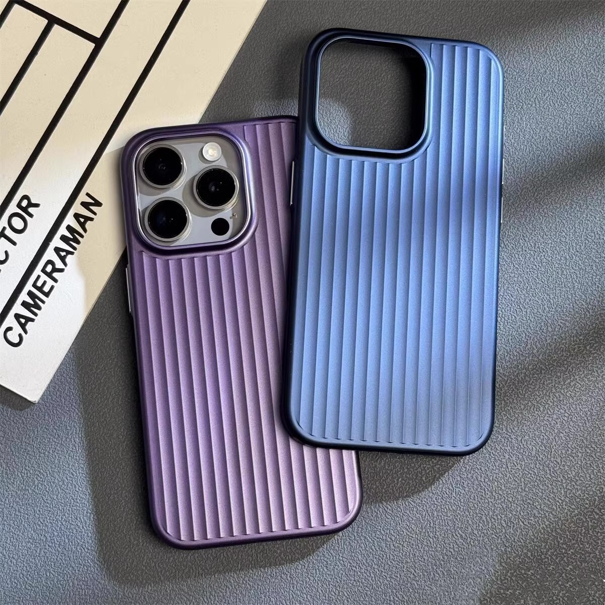 Corrugated Pattern Compatible with 16 Phone Case Apple 13 New iPhone 15 Pro Max Large Hole Metallic Paint Hard Cover