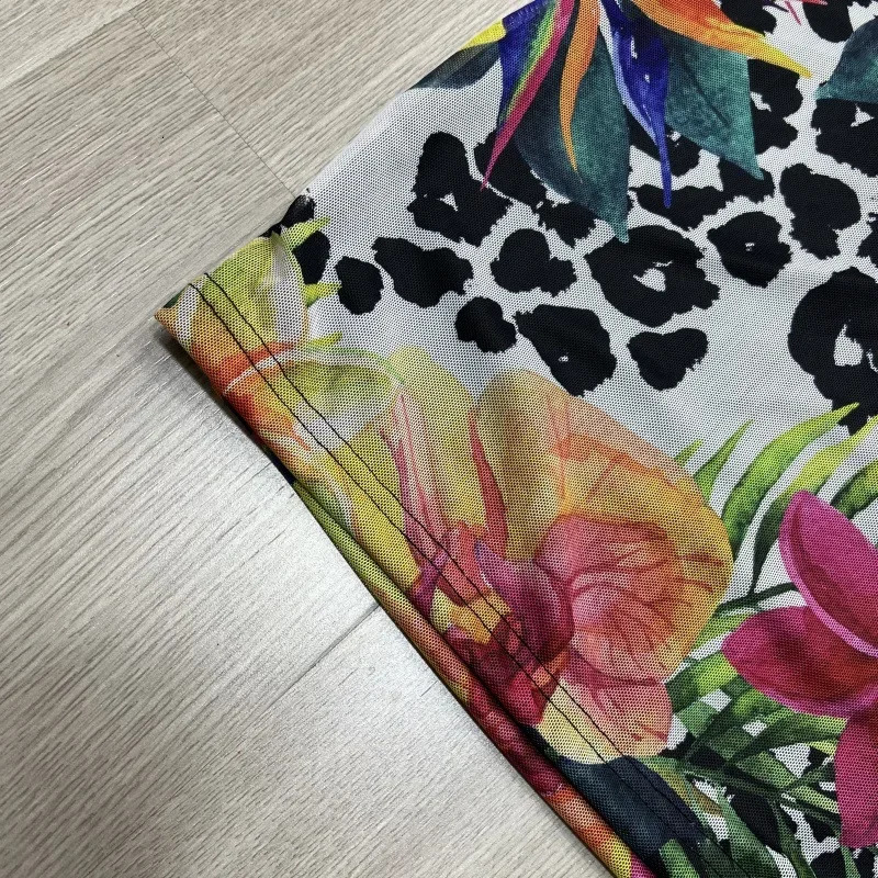 Womens Holiday Style Abstract Print Gauze V-neck Belted Butterfly Knot Vest Colorful Maxi Dress Neck Hanging Style 260514 - view 6