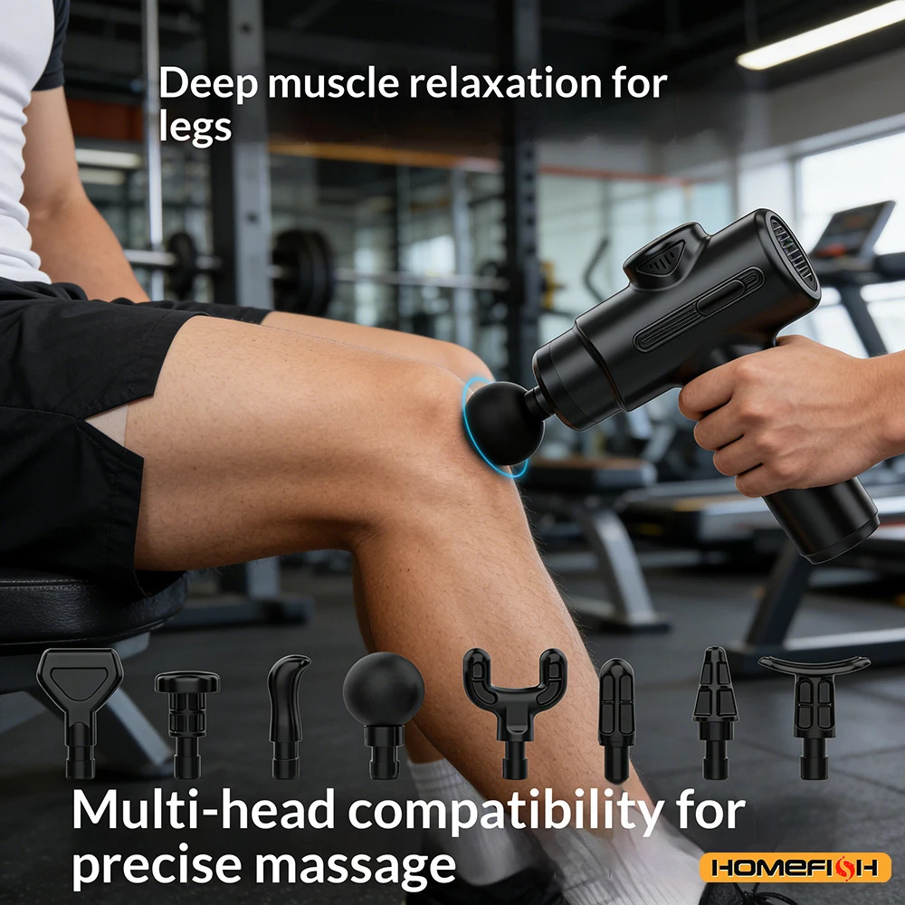 Electric Deep Tissue Massage Gun with 8 Interchangeable Heads for Arms Back Legs Full Body Portable Device for Sport 260515