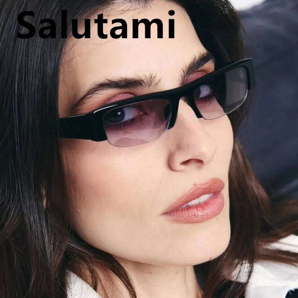 vintage half frame small square sunglasses for women new fashion clear eyeglasses ladies trendy gradient outdoor sun glasses 26Y0515